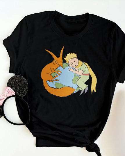 Damski T-shirt z Małym Księciem i lisem
