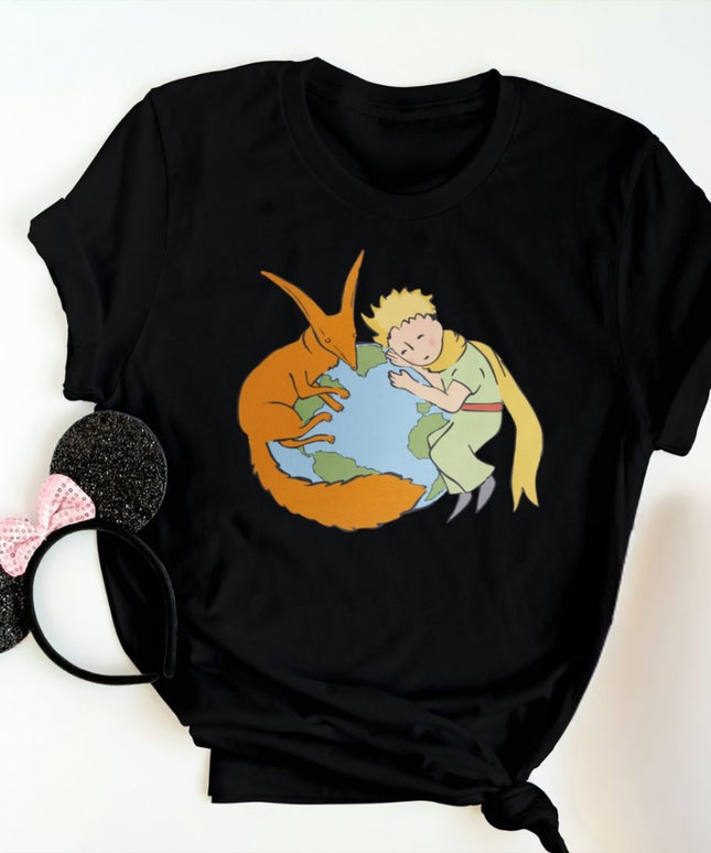 Damski T-shirt z Małym Księciem i lisem