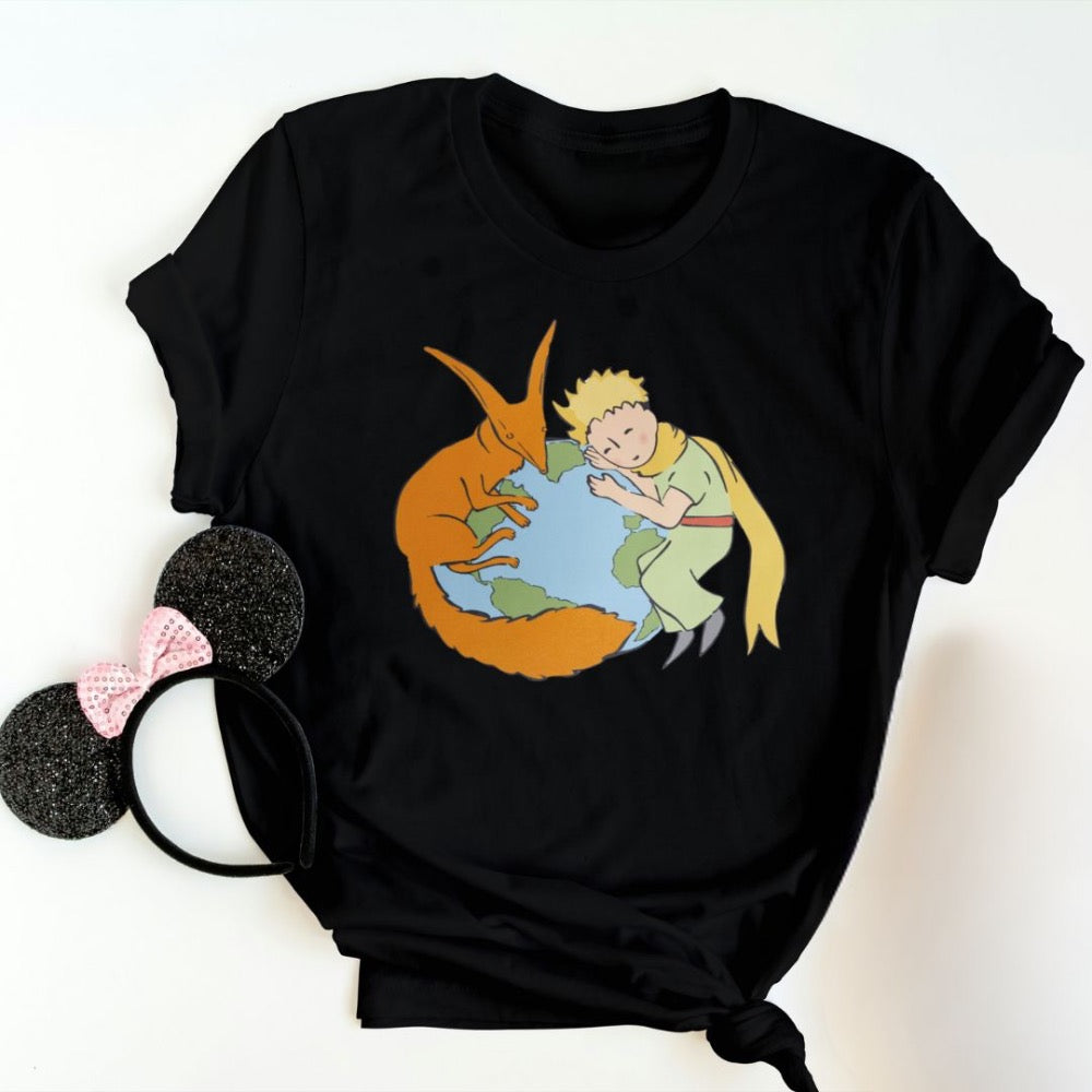 Damski T-shirt z Małym Księciem i lisem