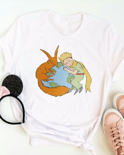 Damski T-shirt z motywem Małego Księcia i przyjaciela