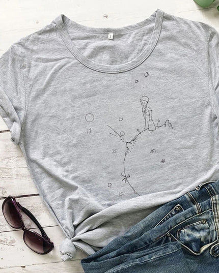 Damski T-shirt z delikatnym wzorem Małego Księcia