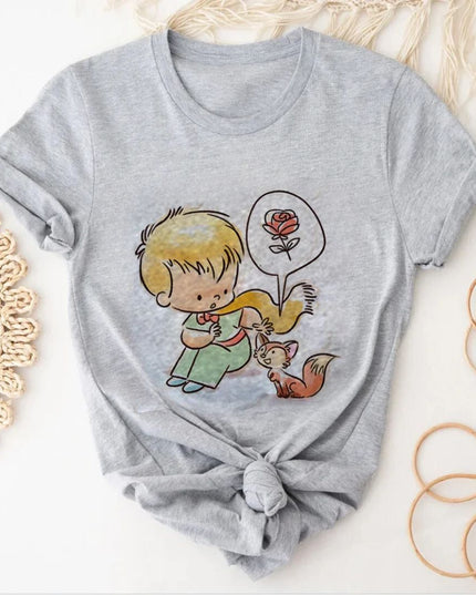 Damski T-shirt z rysunkowym wzorem Małego Księcia