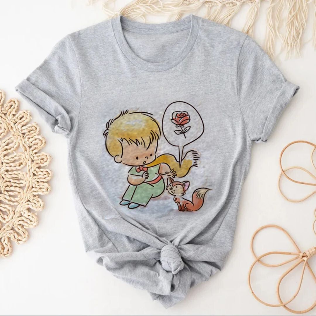 Damski T-shirt z rysunkowym wzorem Małego Księcia