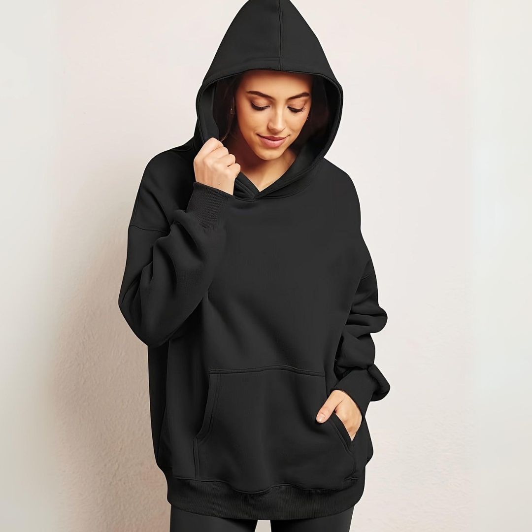 Damska bluza z kapturem plus size z bawełną