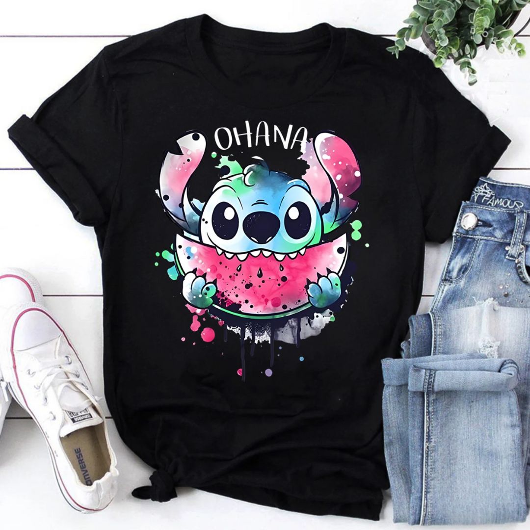 Damski T-shirt z motywem tęczowego Stitcha