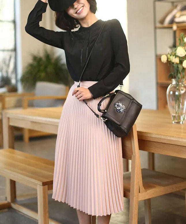 Spódnica midi plisowana z wysokim stanem