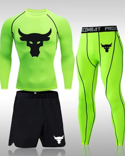 Sportowy komplet męski kompresyjny ze spodenkami