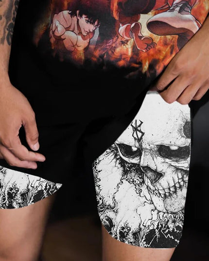 Sportowe spodenki męskie 2w1 z nadrukiem