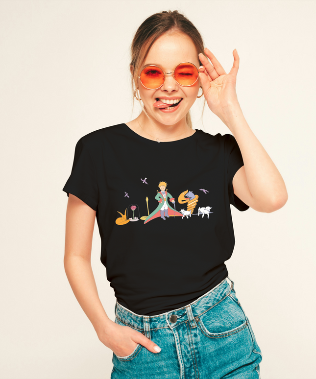 Damski T-shirt ze wzorem Małego Księcia