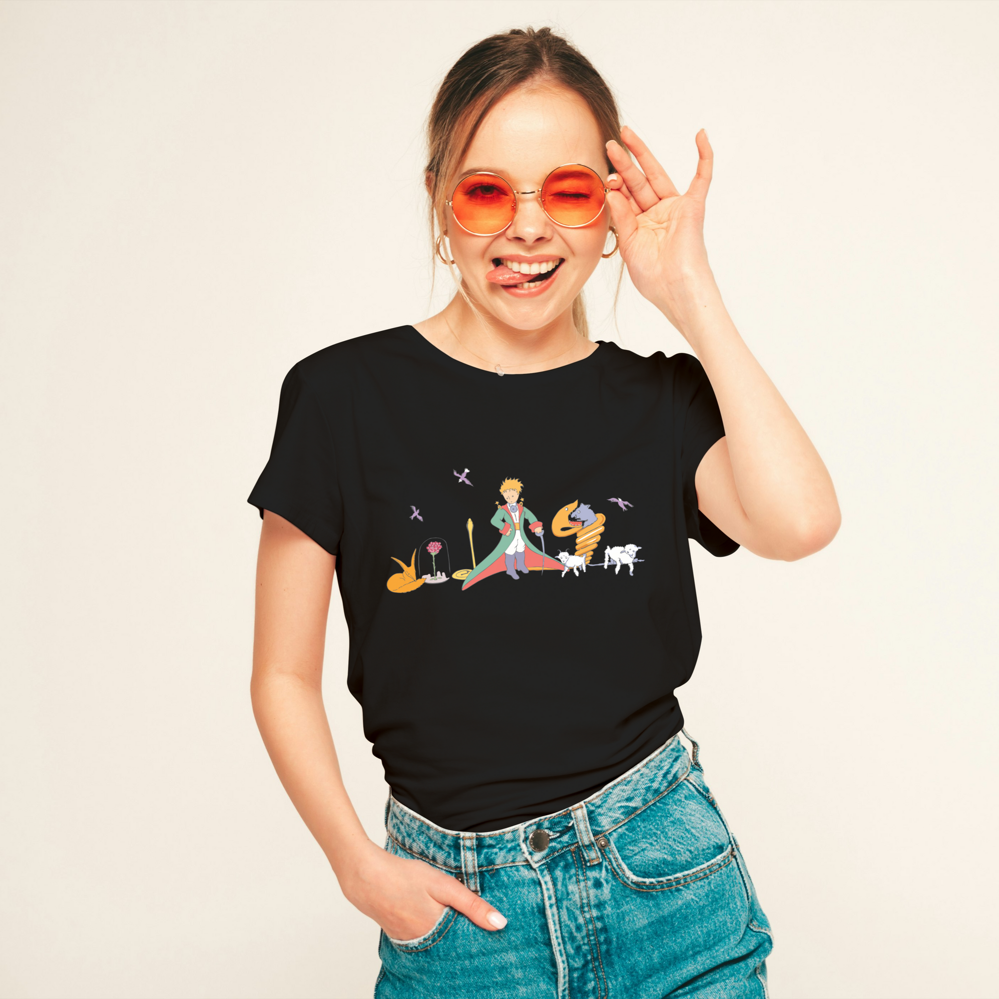 Damski T-shirt ze wzorem Małego Księcia