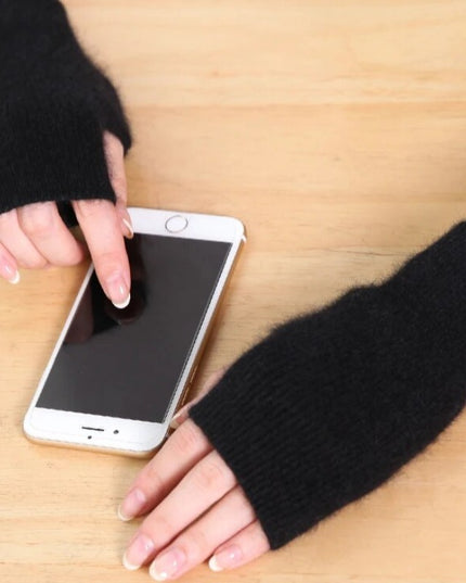 Rękawiczki damskie bez palców w jednolitym kolorze