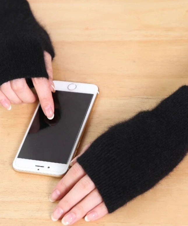 Rękawiczki damskie bez palców w jednolitym kolorze