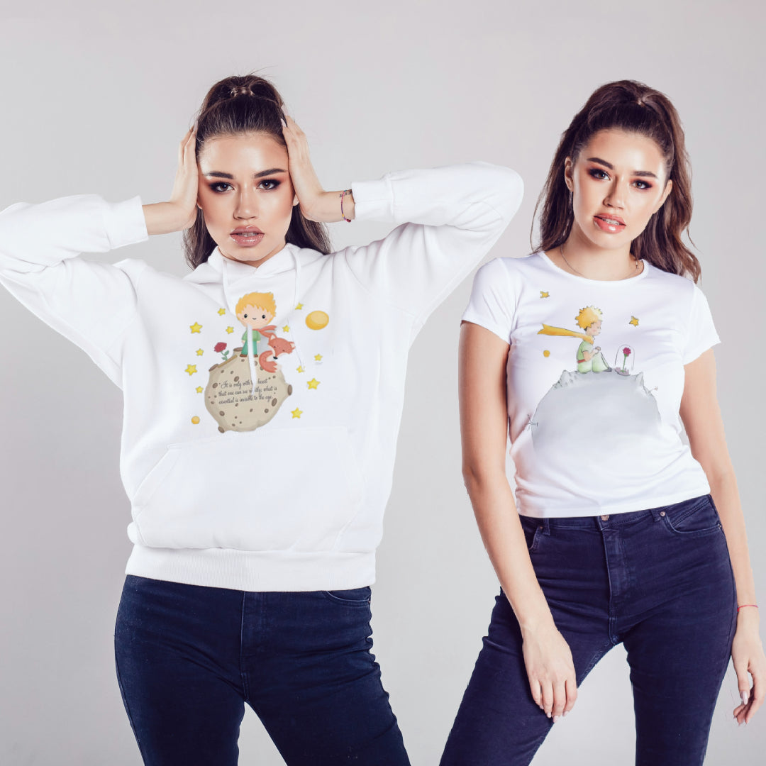 Promocyjny Zestaw Damski z Motywem Małego Księcia 🌟 - Bluza i T-shirt w Super Cenie!