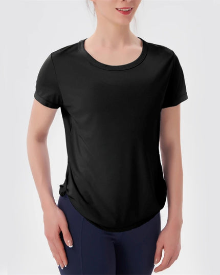 Sportowa koszulka damska w jednolitym kolorze, z krótkim rękawem