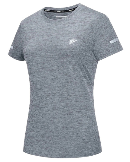 Sportowa koszulka damska z krótkim rękawem i odblaskiem na rękawie