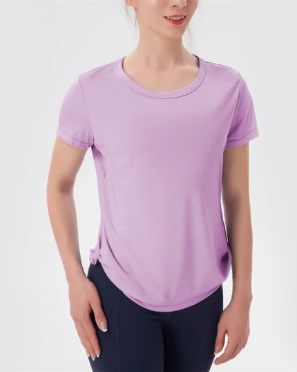 Sportowa koszulka damska w jednolitym kolorze, z krótkim rękawem