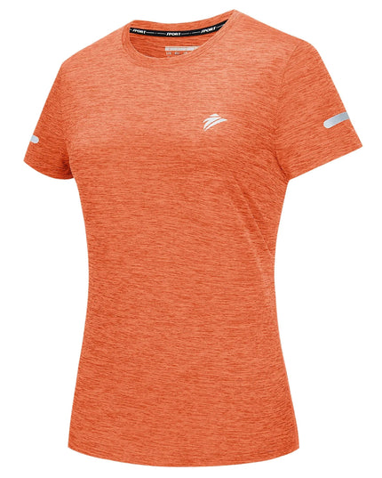 Sportowa koszulka damska z krótkim rękawem i odblaskiem na rękawie