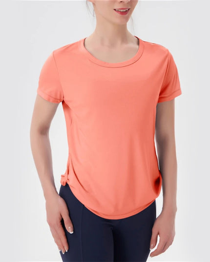 Sportowa koszulka damska w jednolitym kolorze, z krótkim rękawem