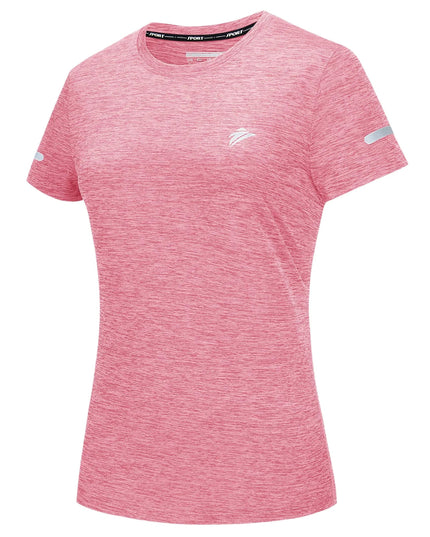 Sportowa koszulka damska z krótkim rękawem i odblaskiem na rękawie