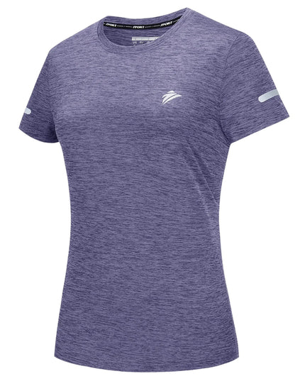 Sportowa koszulka damska z krótkim rękawem i odblaskiem na rękawie