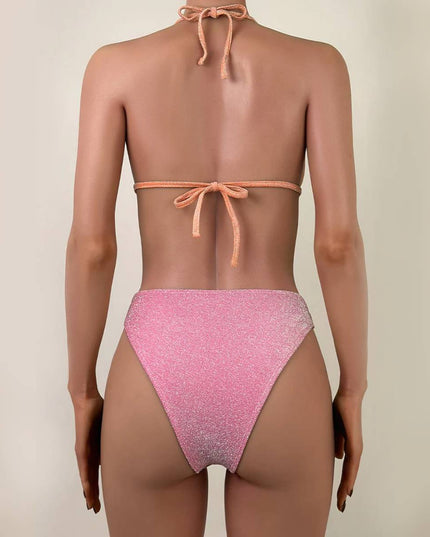 Błyszczący jednoczęściowy strój kąpielowy monokini dwukolorowy