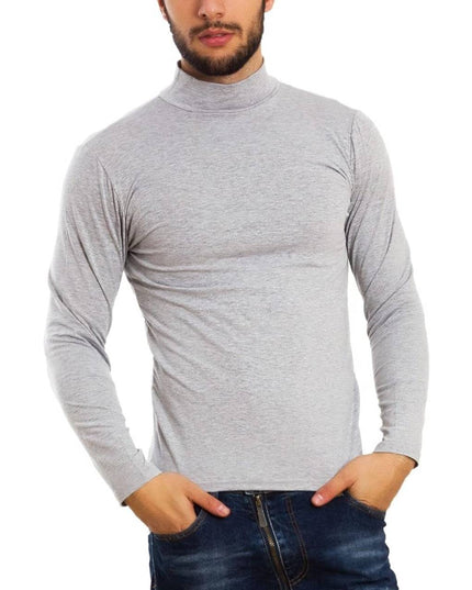 Męska koszulka z długim rękawem dopasowana z golfem