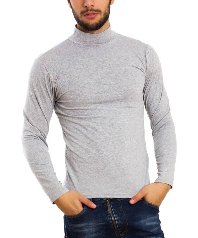 Męska koszulka z długim rękawem dopasowana z golfem