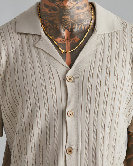 Męski dzianinowa button short-sleeved t-shirt