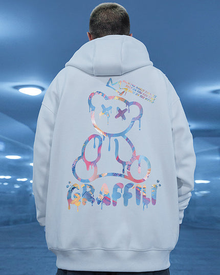 Męska bluza z kapturem i nadrukiem w stylu graffiti