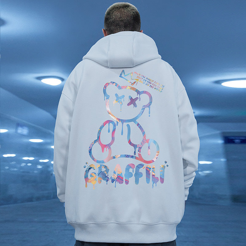 Męska bluza z kapturem i nadrukiem w stylu graffiti