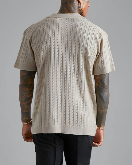 Męski dzianinowa button short-sleeved t-shirt