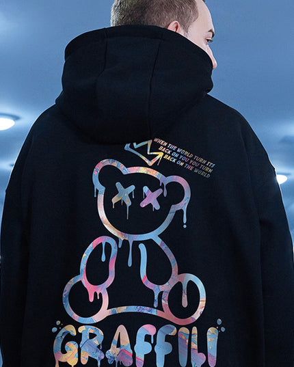 Męska bluza z kapturem i nadrukiem w stylu graffiti