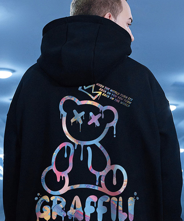 Męska bluza z kapturem i nadrukiem w stylu graffiti