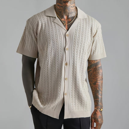 Męski dzianinowa button short-sleeved t-shirt