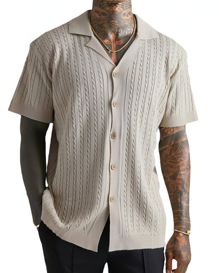 Męski dzianinowa button short-sleeved t-shirt