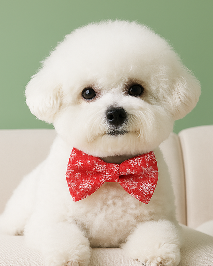 Obroża dla psa z kokardą i motywem świątecznym