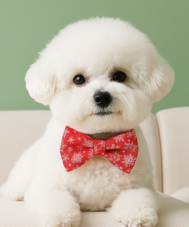 Obroża dla psa z kokardą i motywem świątecznym