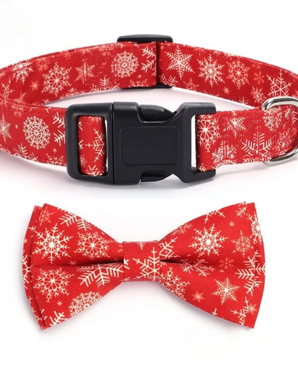 Obroża dla psa z kokardą i motywem świątecznym