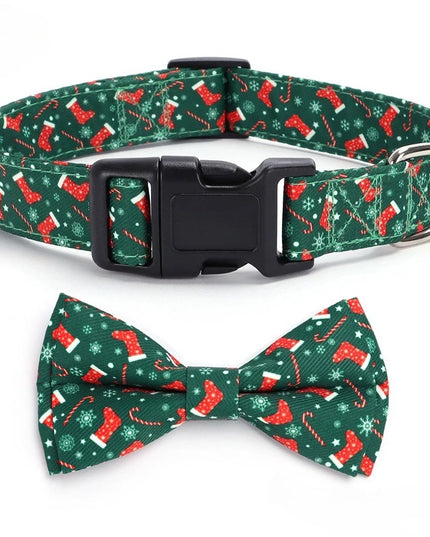 Obroża dla psa z kokardą i motywem świątecznym