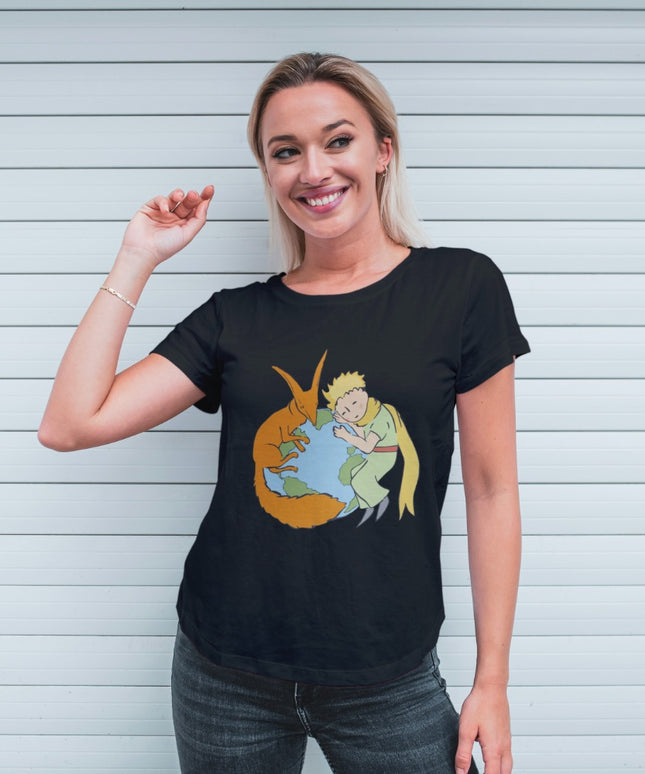 Damski T-shirt z Małym Księciem i lisem