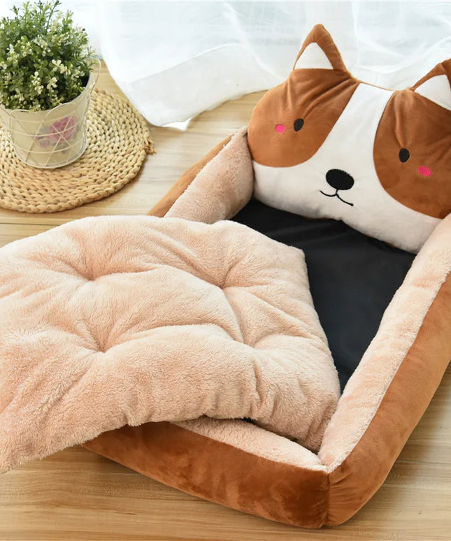 Pluszowe legowisko dla psa z poduszką