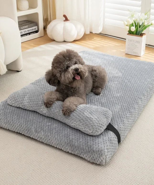 Pluszowe legowisko dla psa z poduszką