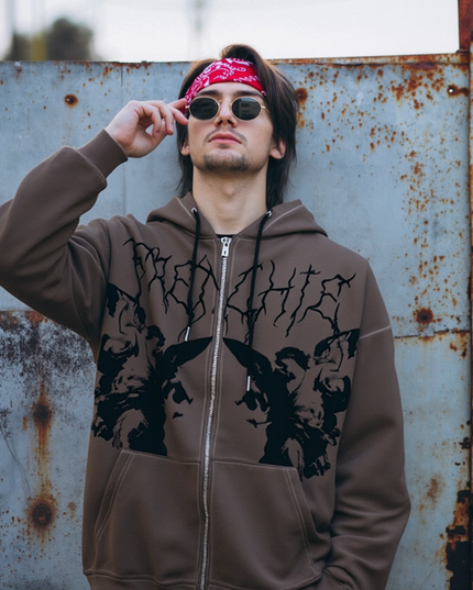 Męska bluza rozpinana z efektem postarzenia