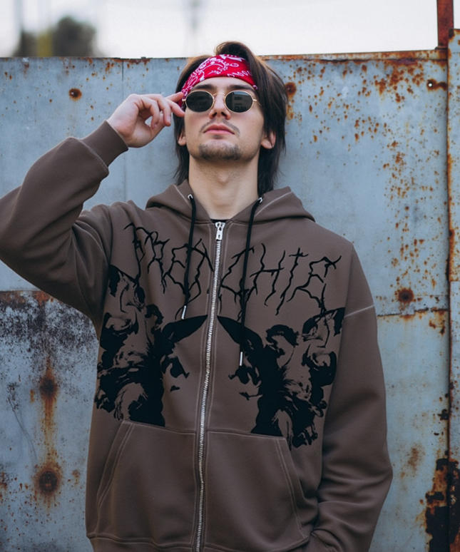 Męska bluza rozpinana z efektem postarzenia