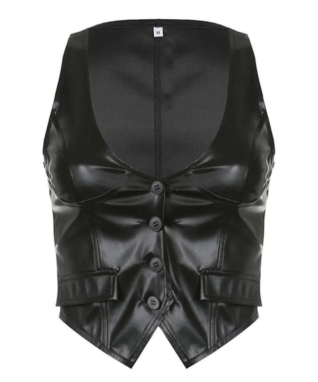 Kamizelka damska obcisła skórzana