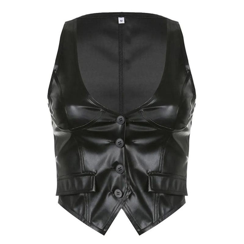 Kamizelka damska obcisła skórzana