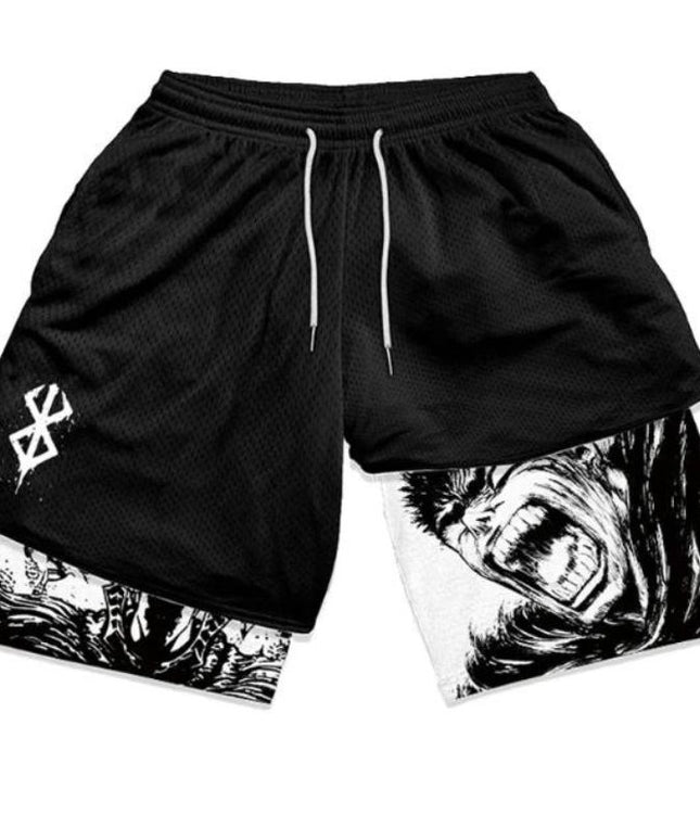 Sportowe spodenki męskie 2w1 z nadrukiem