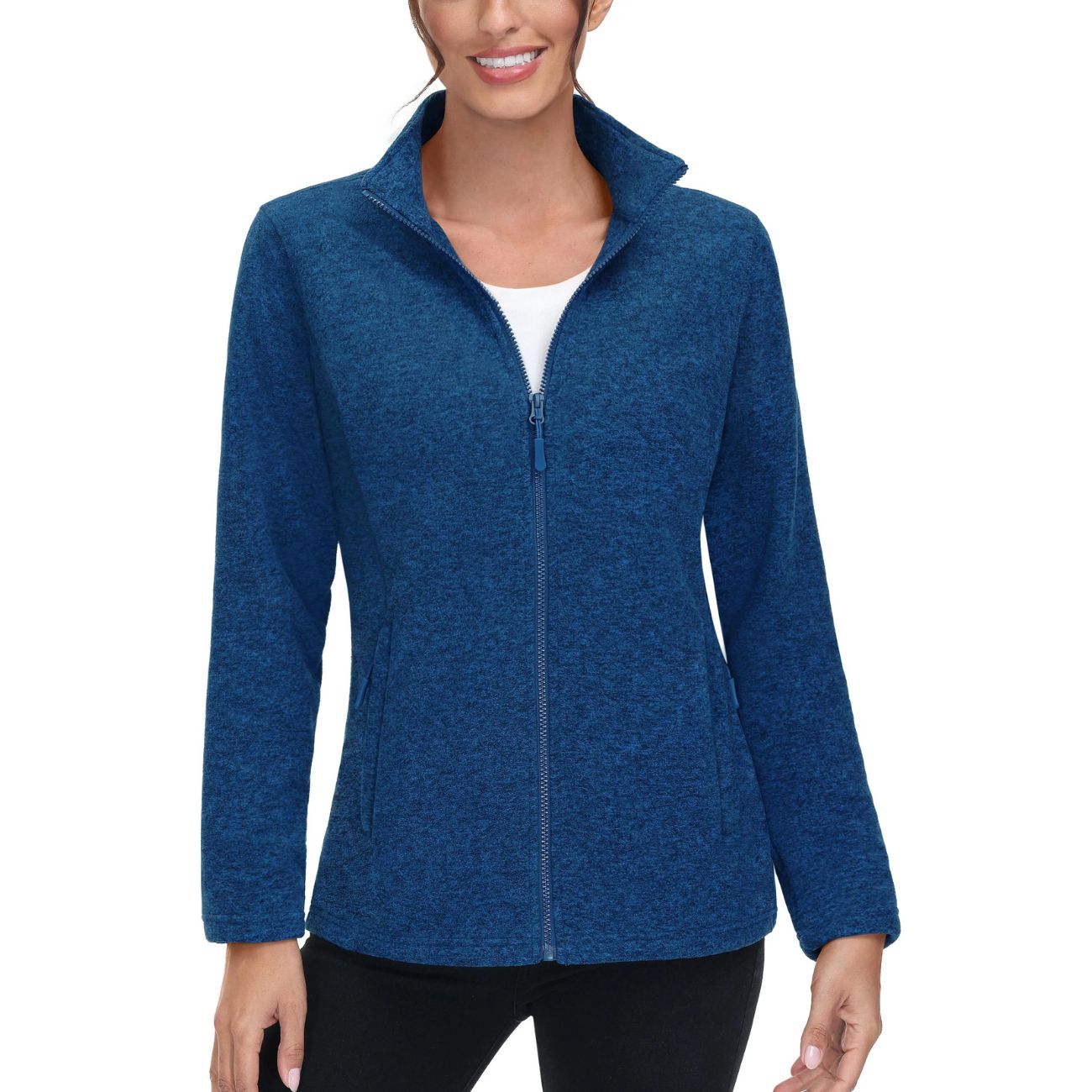 Sportowa bluza damska z polarowego materiału - rozsuwana
