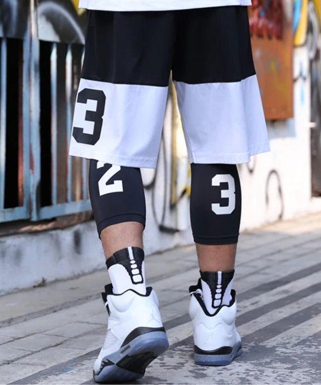 Sportowe legginsy męskie w zestawie ze spodenkami