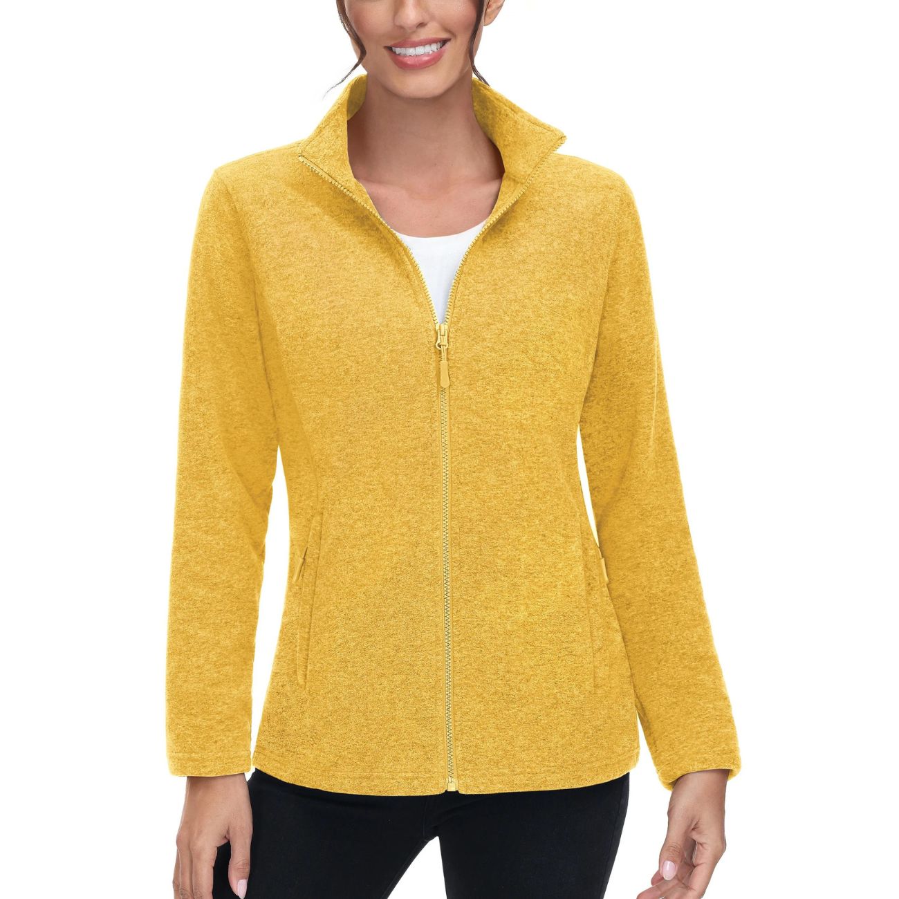 Sportowa bluza damska z polarowego materiału - rozsuwana